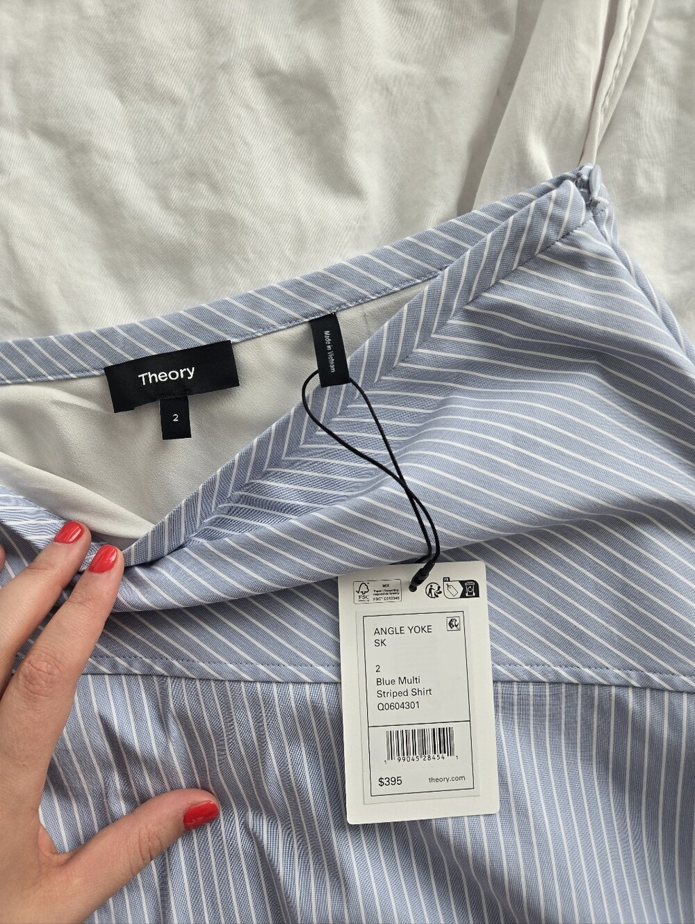 Angled Yoke Skirt in Striped Cotton-Blend - Picture 10 of 11